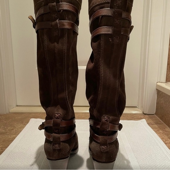 FRYE Brown Suede Leather Boots 7.5 - Picture 4 of 8